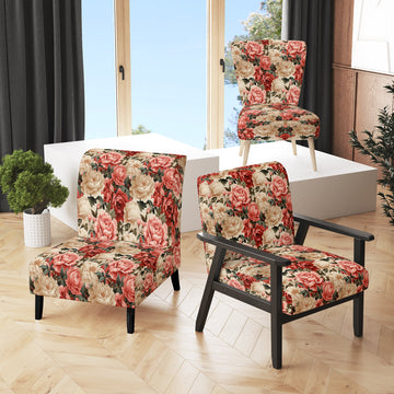 Vintage Rose Floral Pattern - Cottage Arm Chair